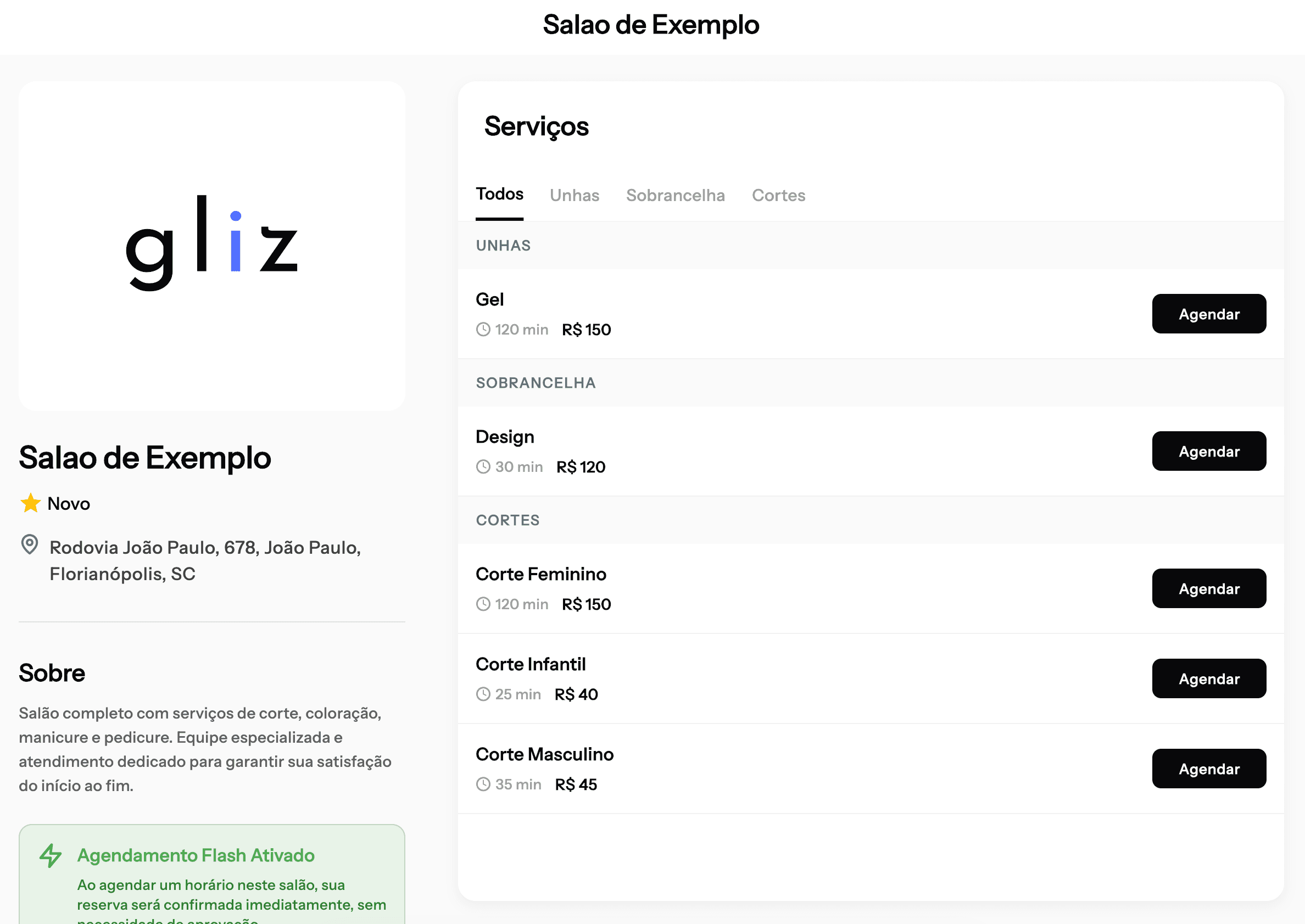 Gliz Salon Web App Mockup
